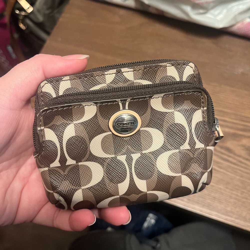 new with tags Small Coach brown/tan double coin wallet